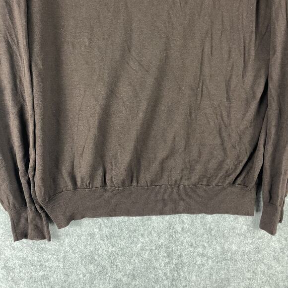 Jos A Bank 100% Silk Polo Sweater Mens XL Brown Long Sleeve Signature Grandpa - Picture 3 of 11